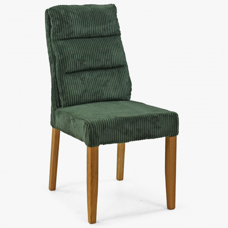 Zöld szék tölgyfa lábakkal, kordbársony anyaggal  - 0