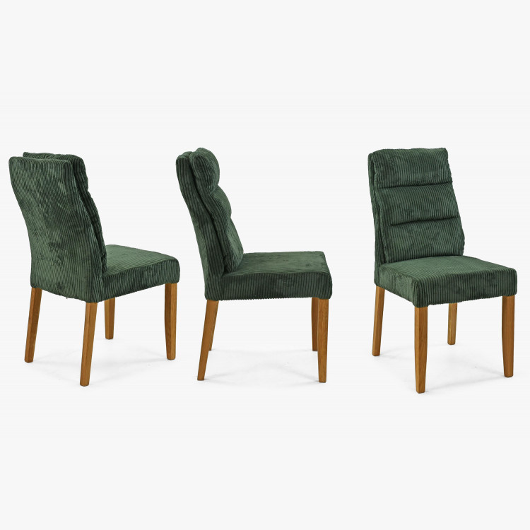 Zöld szék tölgyfa lábakkal, kordbársony anyaggal  - 4