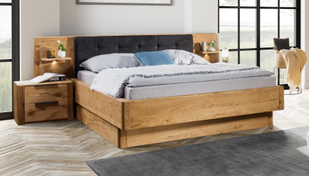 Tömör tölgyfa ágy ágyneműtartóval, Texas 200 cm  - 2