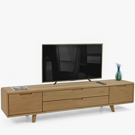 TV szekrény, tömör fehér tölgyfa, lábakon  - 0