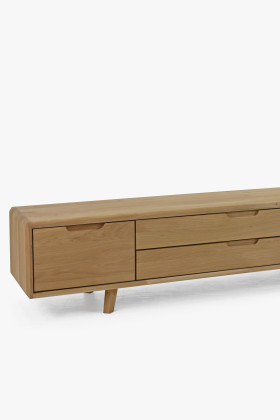 TV szekrény, tömör fehér tölgyfa, lábakon  - 0 2