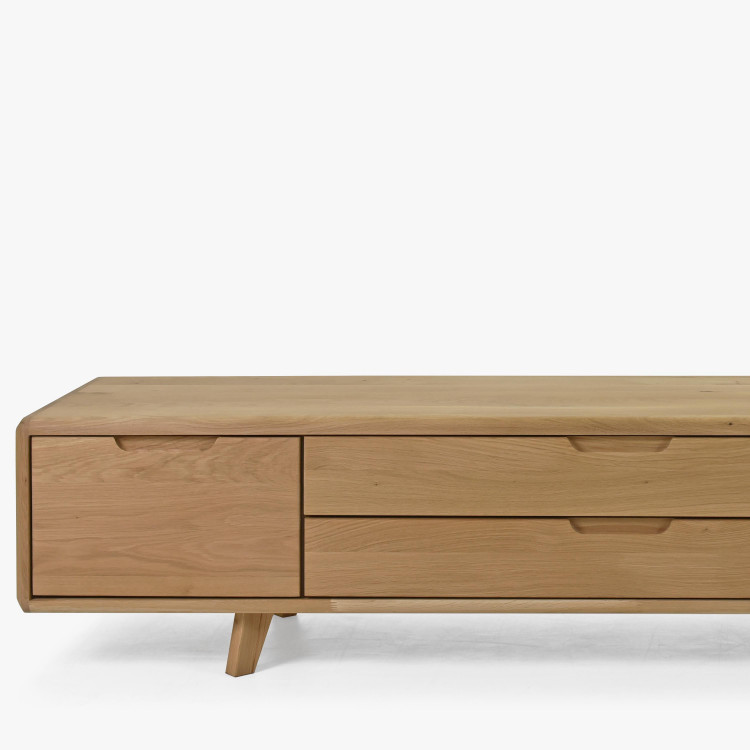 TV szekrény, tömör fehér tölgyfa, lábakon  - 3