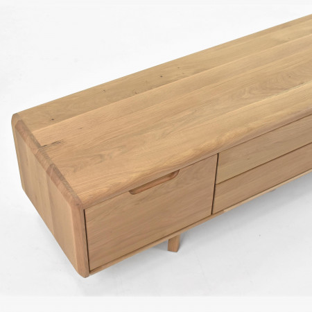 TV szekrény, tömör fehér tölgyfa, lábakon  - 6