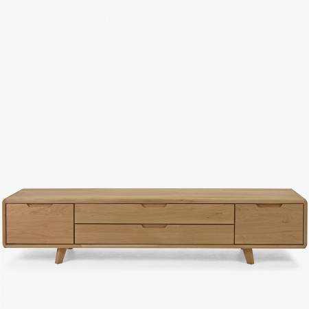 TV szekrény, tömör fehér tölgyfa, lábakon  - 9