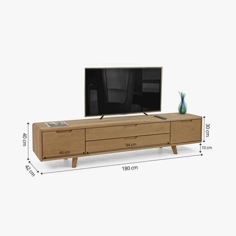 TV szekrény, tömör fehér tölgyfa, lábakon  - 10