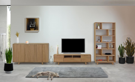 TV szekrény, tömör fehér tölgyfa, lábakon  - 11