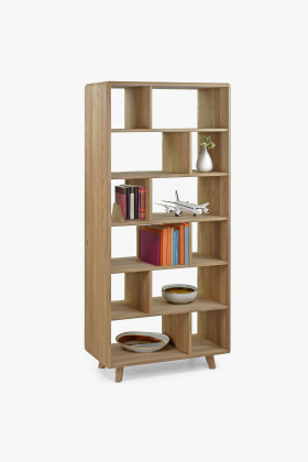 Tölgyfa polcos szekrény fehér tölgy színben, skandináv dizájn