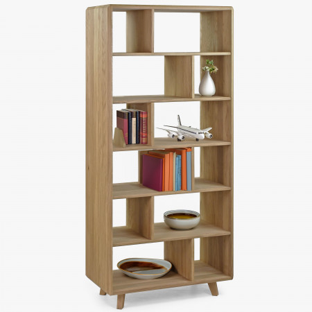 Tölgyfa polc, fehér tölgy színű, lábakon  - 0