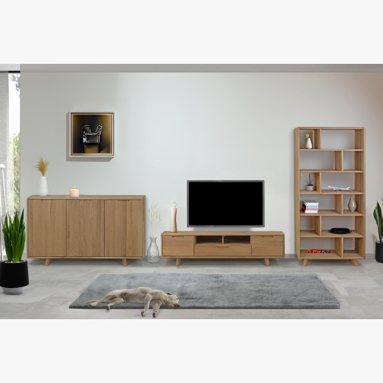 Tölgyfa polc, fehér tölgy színű, lábakon  - 3