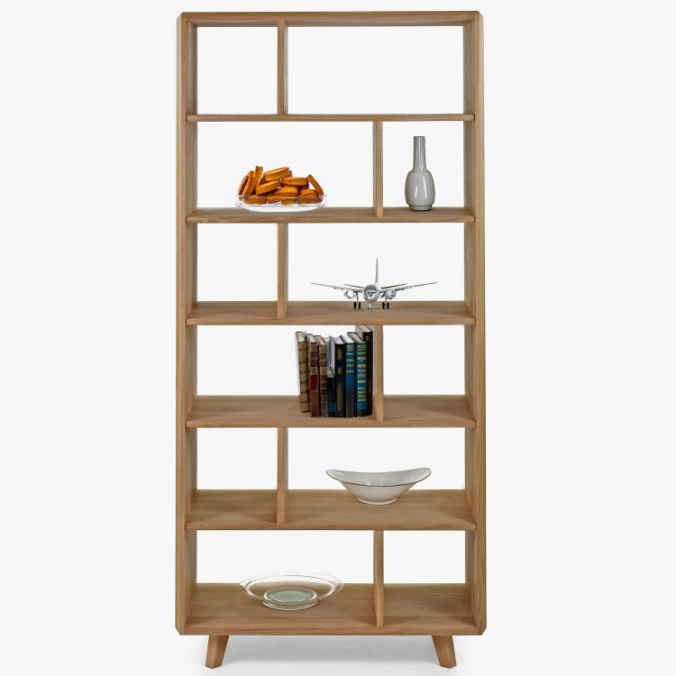 Tölgyfa polc, fehér tölgy színű, lábakon  - 5