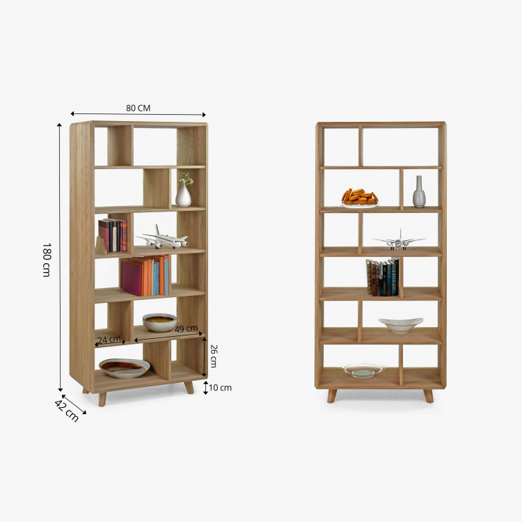 Tölgyfa polc, fehér tölgy színű, lábakon  - 8