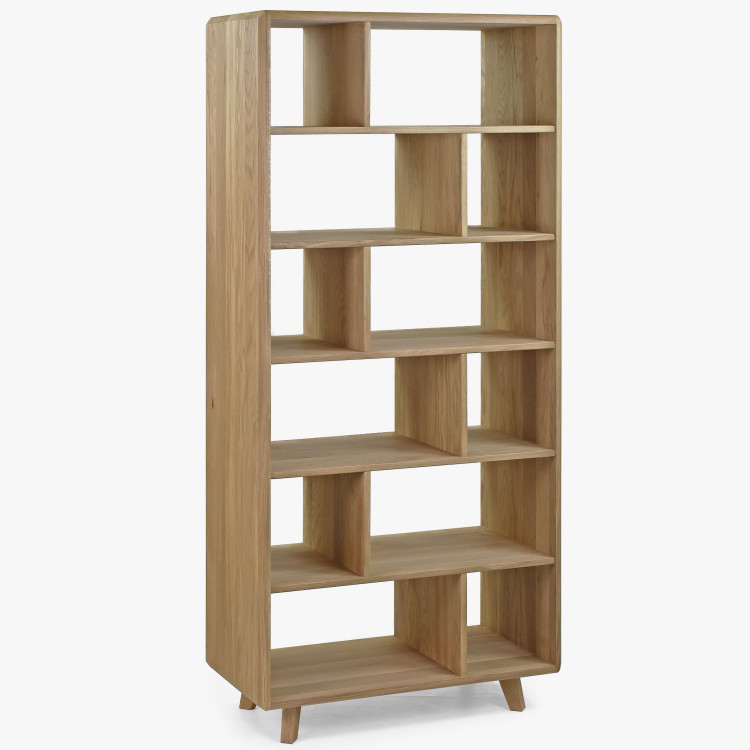 Tölgyfa polc, fehér tölgy színű, lábakon  - 9