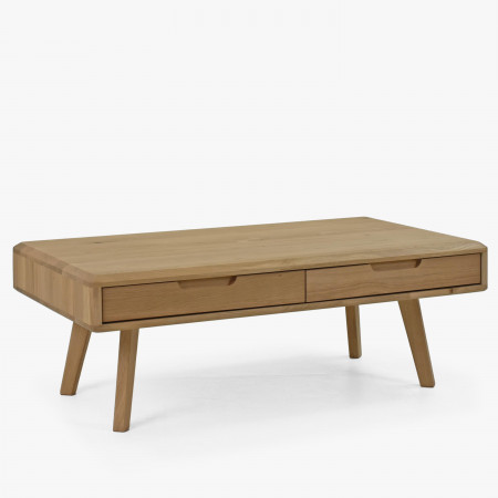 Masszív dohányzóasztal fiókokkal, fehér tölgy  - 0