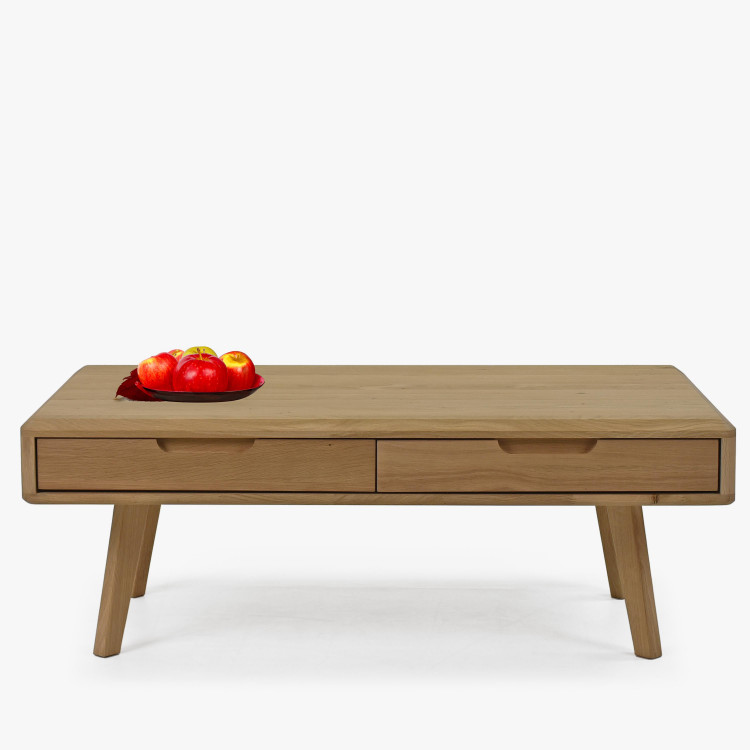 Masszív dohányzóasztal fiókokkal, fehér tölgy  - 1