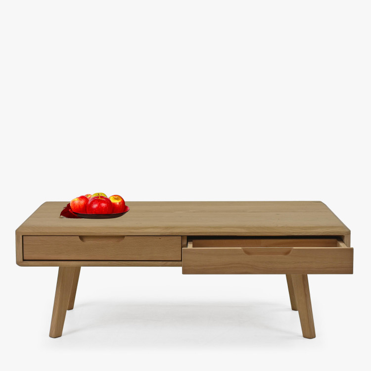 Masszív dohányzóasztal fiókokkal, fehér tölgy  - 2