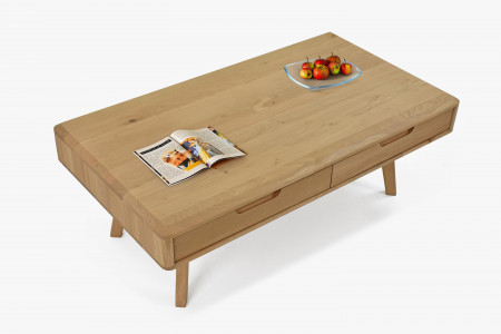 Masszív dohányzóasztal fiókokkal, fehér tölgy  - 3