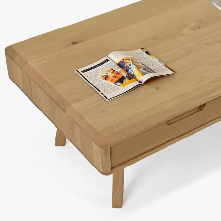 Masszív dohányzóasztal fiókokkal, fehér tölgy  - 4