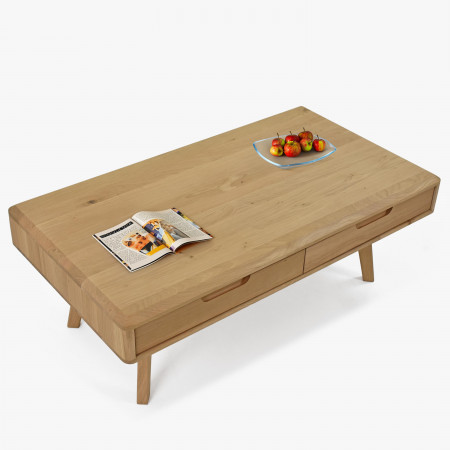 Masszív dohányzóasztal fiókokkal, fehér tölgy  - 5