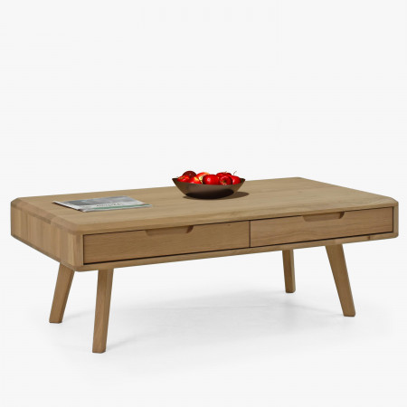 Masszív dohányzóasztal fiókokkal, fehér tölgy  - 6