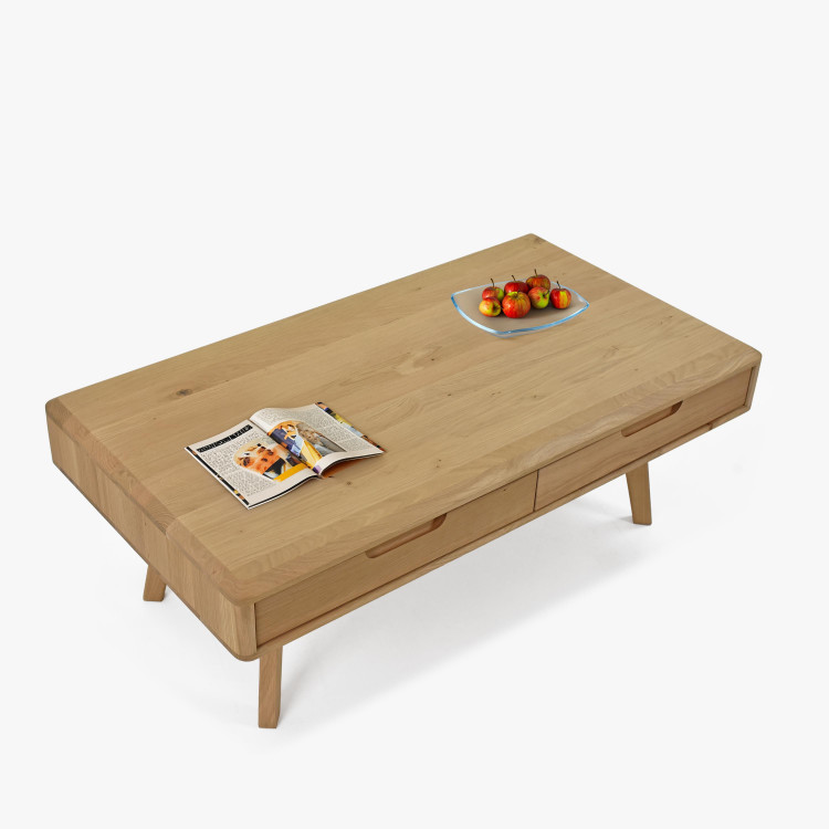 Masszív dohányzóasztal fiókokkal, fehér tölgy  - 8