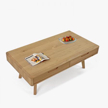 Masszív dohányzóasztal fiókokkal, fehér tölgy  - 8