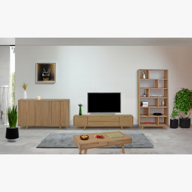 Masszív dohányzóasztal fiókokkal, fehér tölgy  - 9