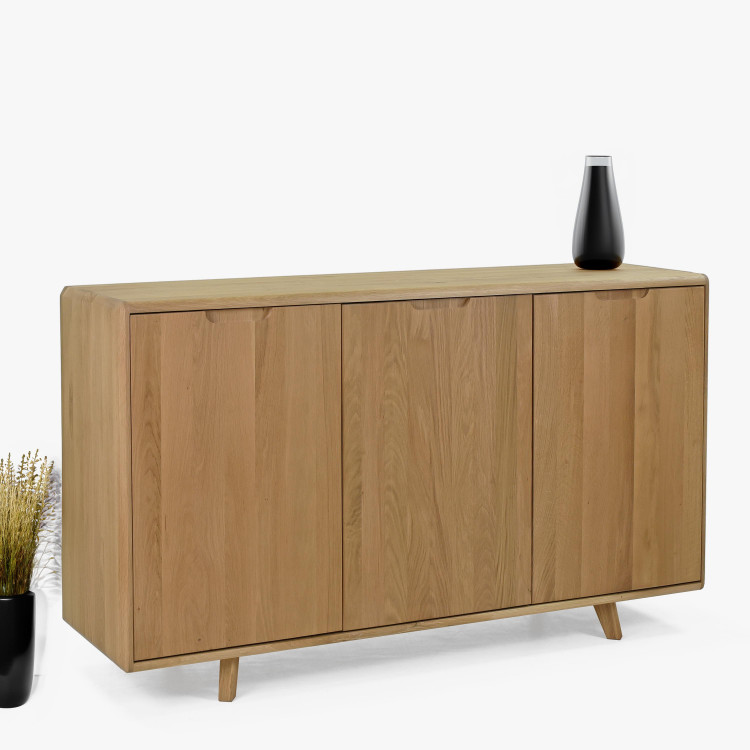 Tölgyfa komód ajtókkal, fehér tölgy színű  - 0