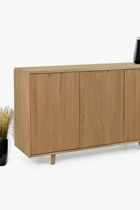 Tölgyfa komód ajtókkal, fehér tölgy színű  - 0 2