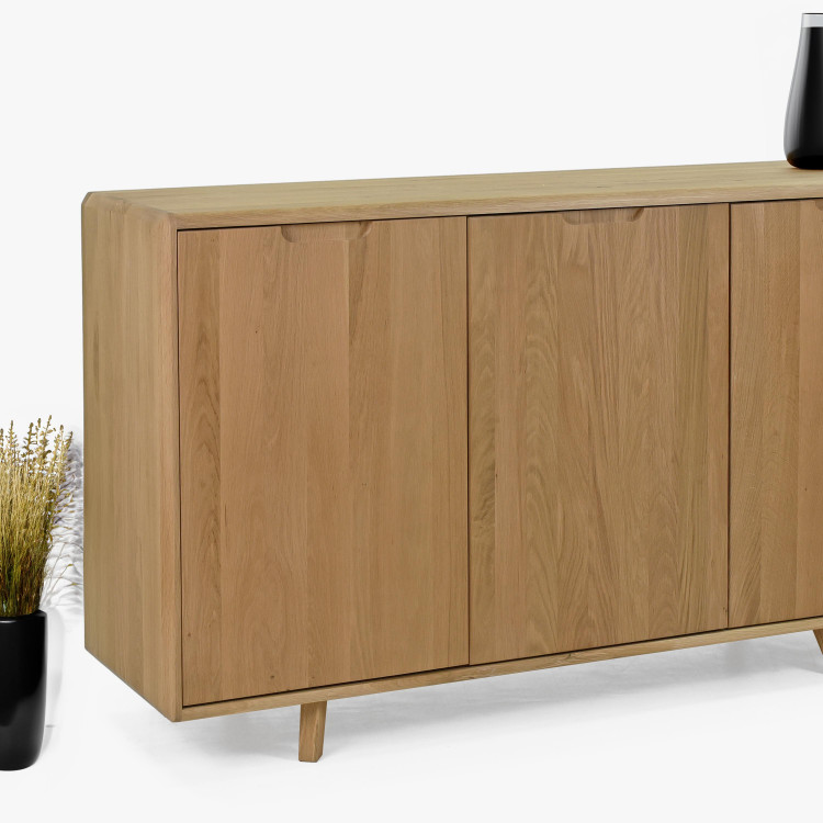 Tölgyfa komód ajtókkal, fehér tölgy színű  - 1