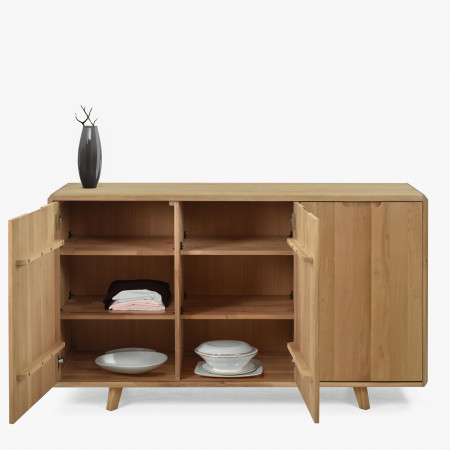 Tölgyfa komód ajtókkal, fehér tölgy színű  - 3