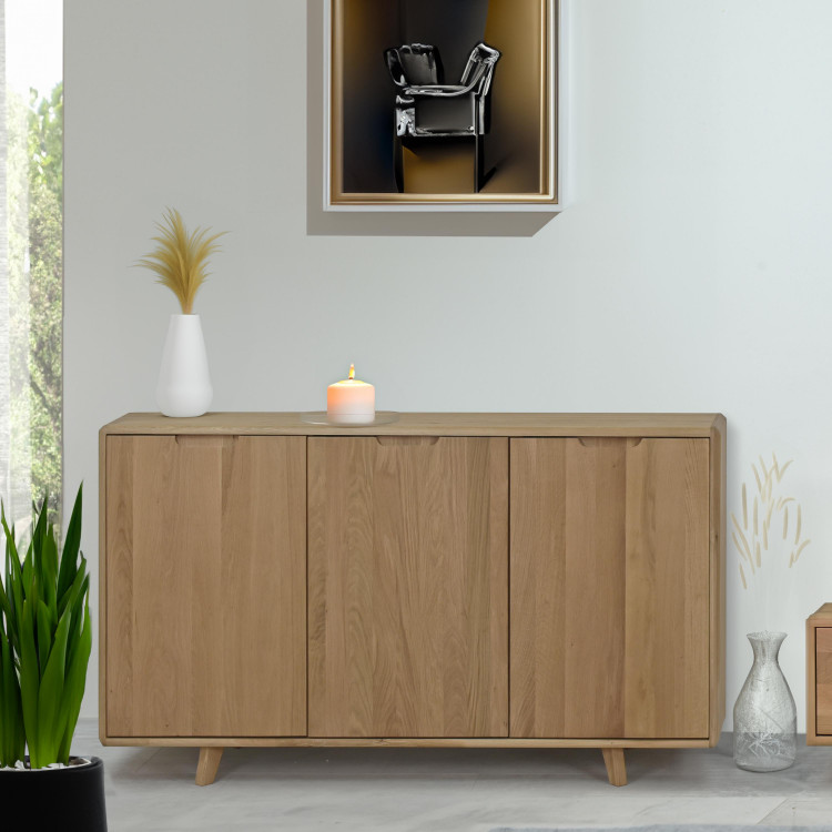 Tölgyfa komód ajtókkal, fehér tölgy színű  - 7