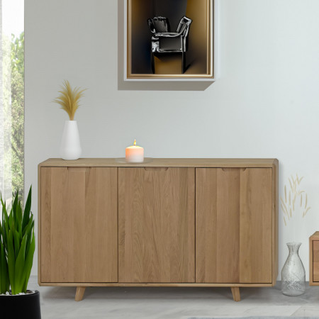 Tölgyfa komód ajtókkal, fehér tölgy színű  - 7