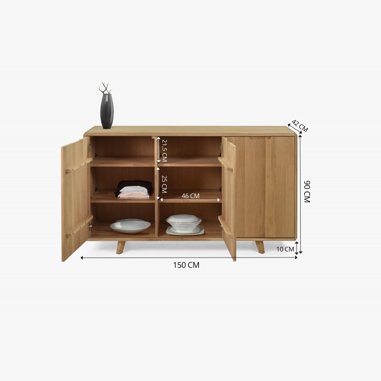 Tölgyfa komód ajtókkal, fehér tölgy színű  - 8