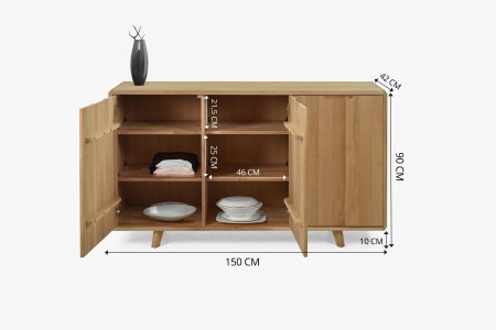 Tölgyfa komód ajtókkal, fehér tölgy színű  - 8