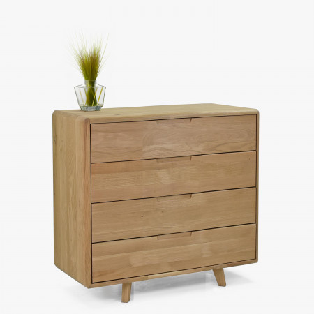 Komód tömör fehér tölgy hálószobába fiókokkal  - 0