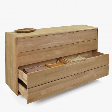 Komód tömör fehér tölgy hálószobába fiókokkal  - 2