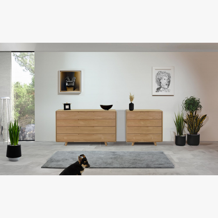 Komód tömör fehér tölgy hálószobába fiókokkal  - 3