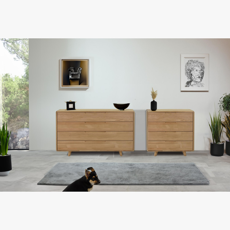 Komód tömör fehér tölgy hálószobába fiókokkal  - 4