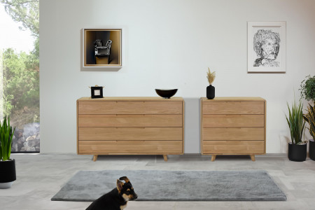 Komód tömör fehér tölgy hálószobába fiókokkal  - 4