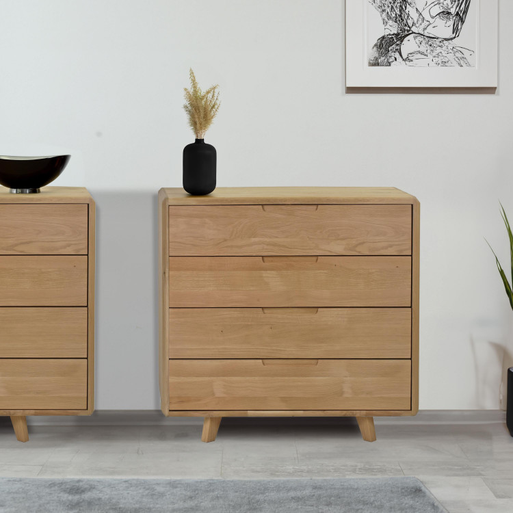 Komód tömör fehér tölgy hálószobába fiókokkal  - 7