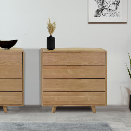 Komód tömör fehér tölgy hálószobába fiókokkal  - 7