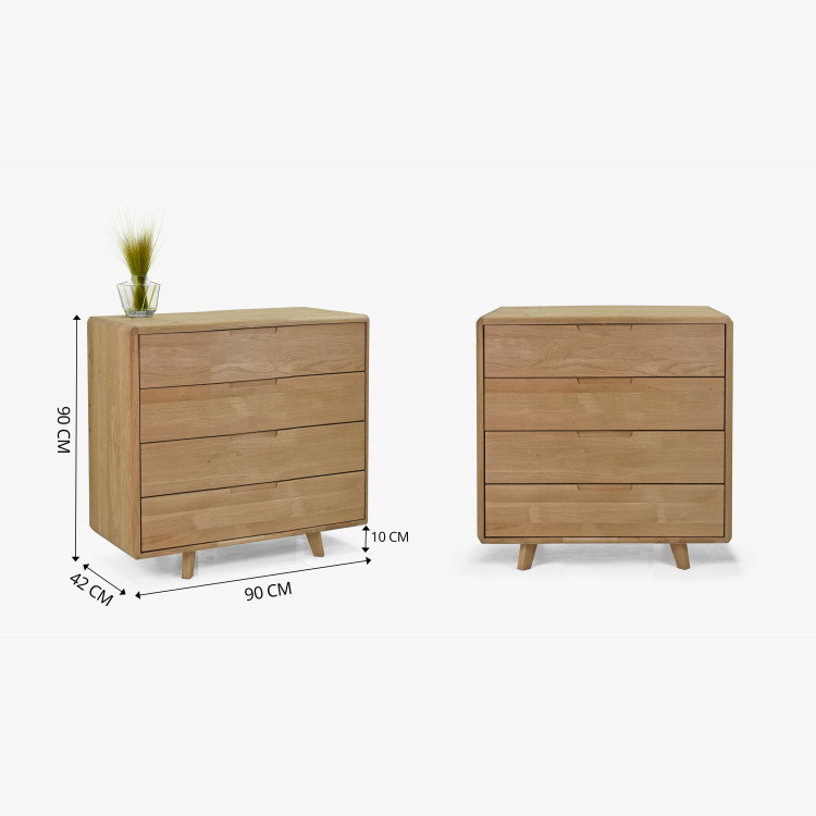 Komód tömör fehér tölgy hálószobába fiókokkal  - 8