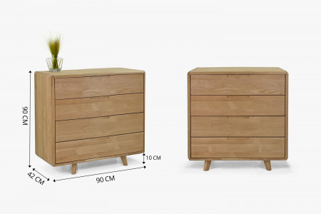 Komód tömör fehér tölgy hálószobába fiókokkal  - 8