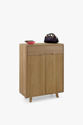 Tömör fehér tölgy cipőkomód, skandináv dizájn, olajviasz felület