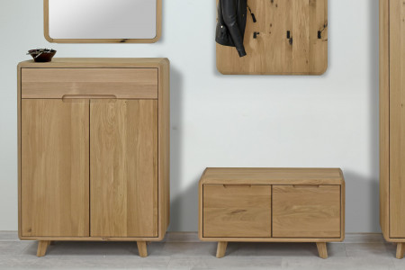 Tömör cipősszekrény, fehér tölgy  - 2