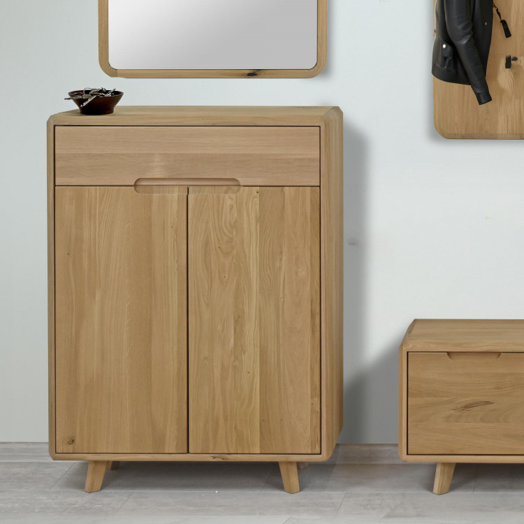 Tömör cipősszekrény, fehér tölgy  - 3