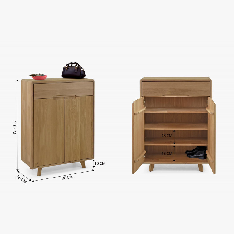 Tömör cipősszekrény, fehér tölgy  - 5