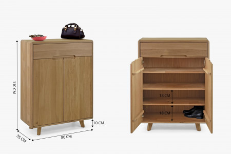 Tömör cipősszekrény, fehér tölgy  - 5