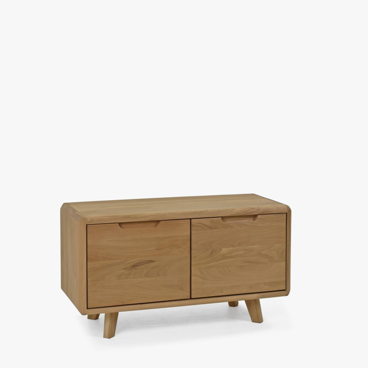 Előszobai padok ajtóval, fehér tölgy tömörfa  - 0