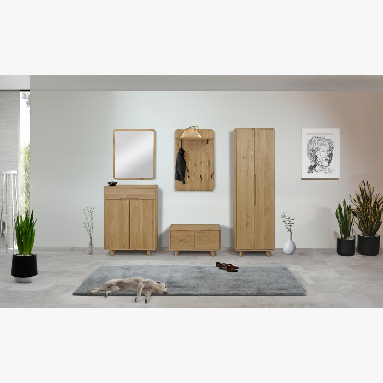 Előszobai padok ajtóval, fehér tölgy tömörfa  - 1